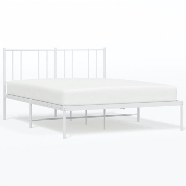 Estructura de cama de metal con cabecero blanca 140x190 cm M 2