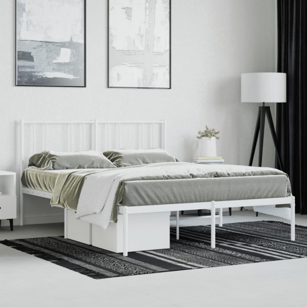 Estructura de cama de metal con cabecero blanca 140x190 cm M 4