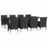 9 pcs conjunto de jantar p/ jardim c/ almofadões vime PE preto 3