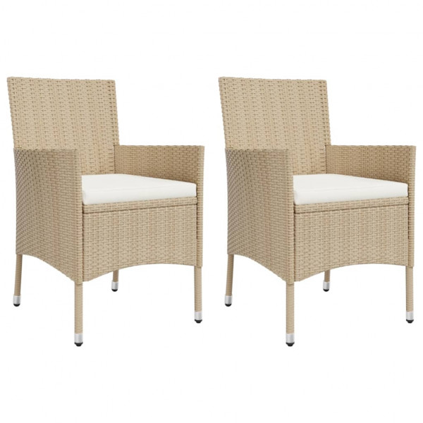 Set Jardim de jantar 3 pcs com almofadas ratão sintético beige M 4
