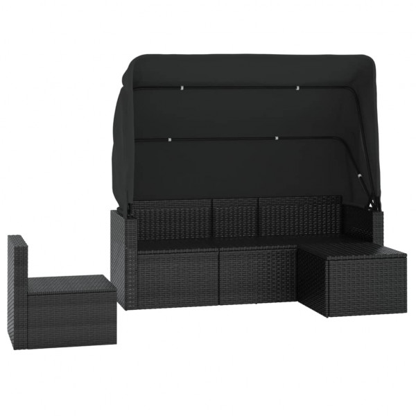 4 pcs conjunto de sofás para jardim c/ almofadões vime PE preto M 4