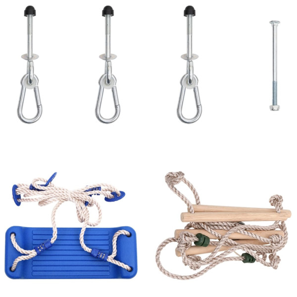 Columpio con escalera cuerda y rocas de piedra PE azul M 3