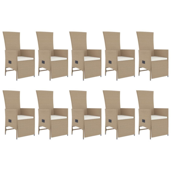 Set comedor de jardín 11 pzas con cojines ratán sintético beige M 4