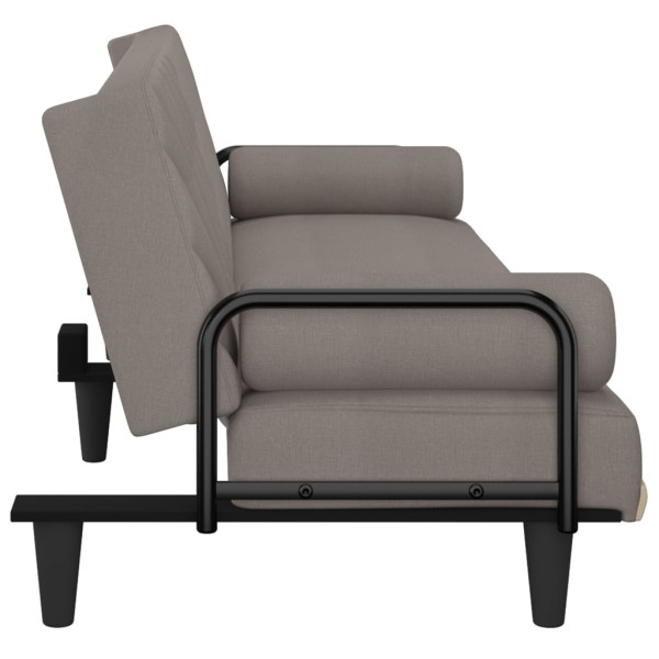 Sofá cama con reposabrazos tela gris taupe M 5