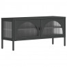 Mueble de TV vidrio y acero negro 105x35x50 cm 2