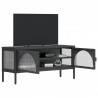 Mueble de TV vidrio y acero negro 105x35x50 cm 4