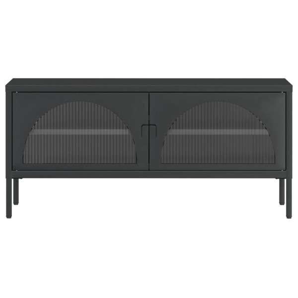 Mueble de TV vidrio y acero negro 105x35x50 cm M 5