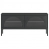 Armário de TV 105x35x50 cm vidro e aço preto 5