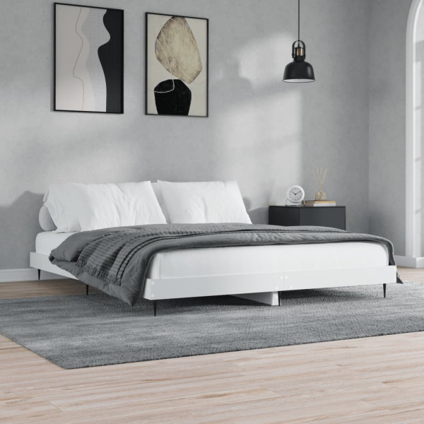 Estructura de cama con LED madera maciza blanca 200x200 cm D