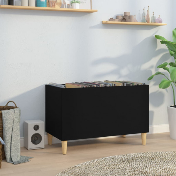 Mueble para discos madera contrachapada negro 74.5x38x48 cm D