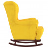 Silla mecedora patas de madera de caucho terciopelo amarillo 4