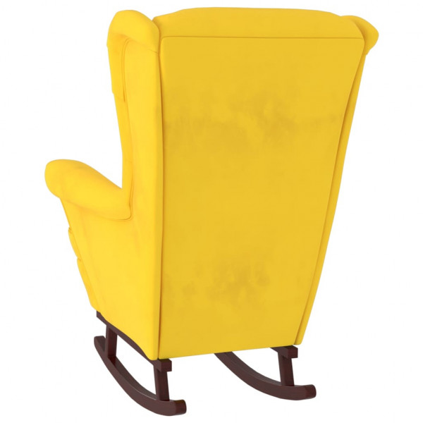 Silla mecedora patas de madera de caucho terciopelo amarillo M 5