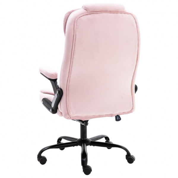 Cadeira de escritório c/ função de massagem veludo rosa M 4