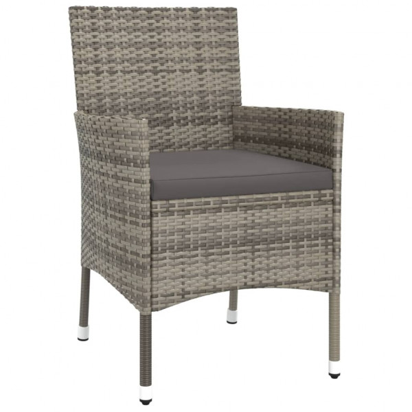 Set comedor de jardín 3 piezas con cojines ratán sintético gris M 5