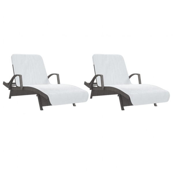 Toallas de playa 2 uds tela blanco 400 g/m² 75x200 cm M 3