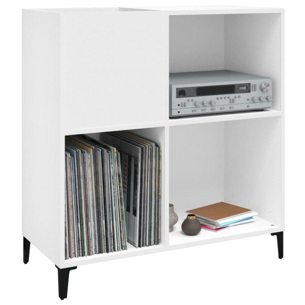 Mueble para discos madera contrachapada blanco 84.5x38x89 cm M 4