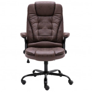 Silla de oficina de piel de ante sintética marrón oscuro H