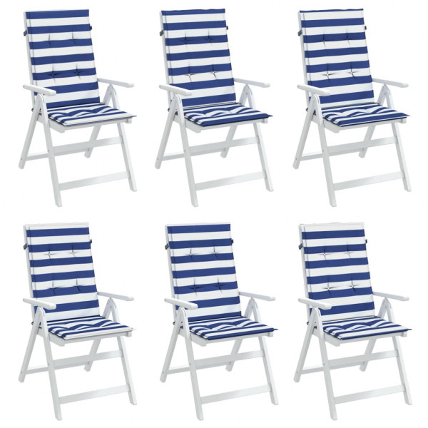 Almofadões cadeira encosto alto 6 pcs tecido riscas azul/branco M 3