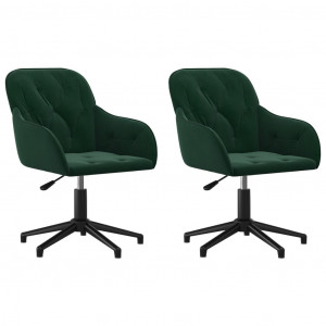 Cadeiras de jantar giratorias 2 pcs veludo verde-escuro H