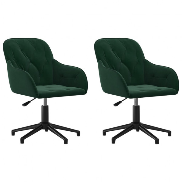 Cadeiras de jantar giratorias 2 pcs veludo verde-escuro M 2