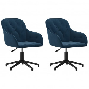 Cadeiras de jantar giratórias 2 pcs veludo azul H