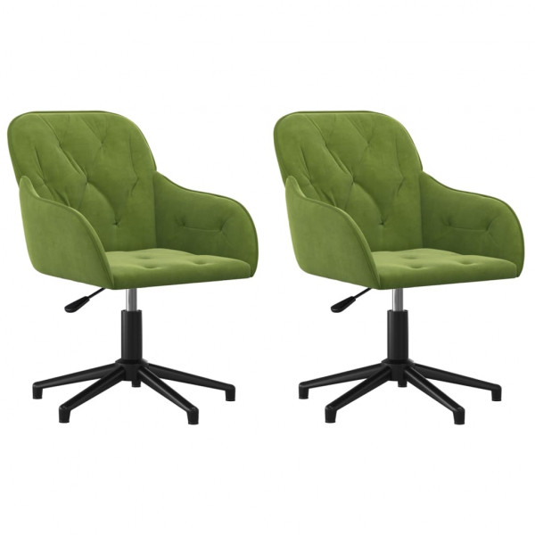 Cadeiras de jantar giratórias 2 pcs veludo verde-claro M 2