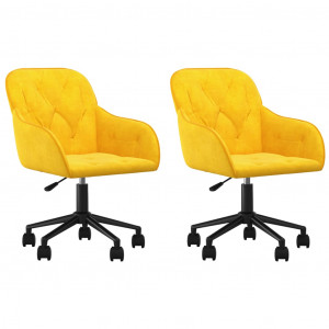 Cadeiras de jantar giratórias 2 pcs veludo amarelo H