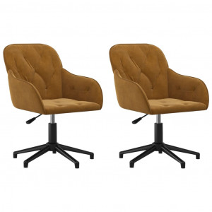 Cadeiras de jantar giratórias 2 pcs veludo castanho H