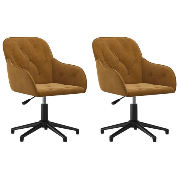 Cadeiras de jantar giratórias 2 pcs veludo castanho M 2