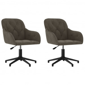 Cadeiras de jantar giratórias 2 pcs veludo cinzento-escuro H