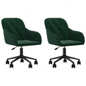 Sillas de comedor giratorias 2 unidades terciopelo verde oscuro H