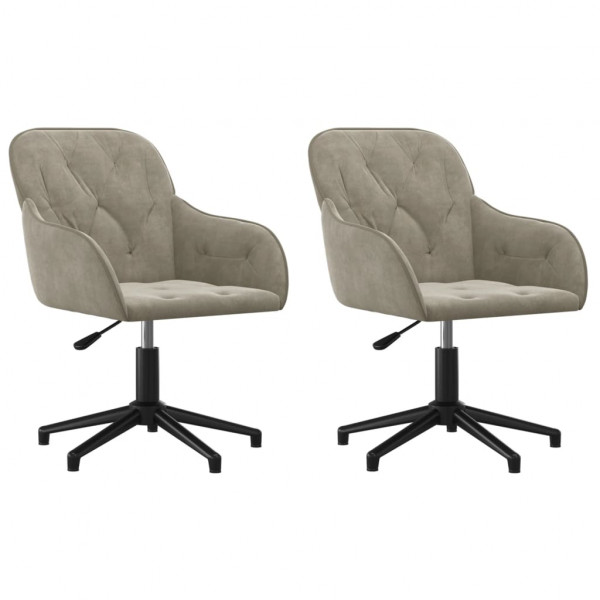Cadeiras de jantar giratórias 2 pcs veludo cinzento-claro M 2