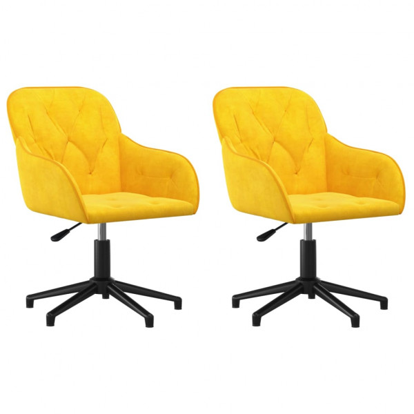 Cadeiras de jantar giratórias 2 pcs veludo amarelo M 2