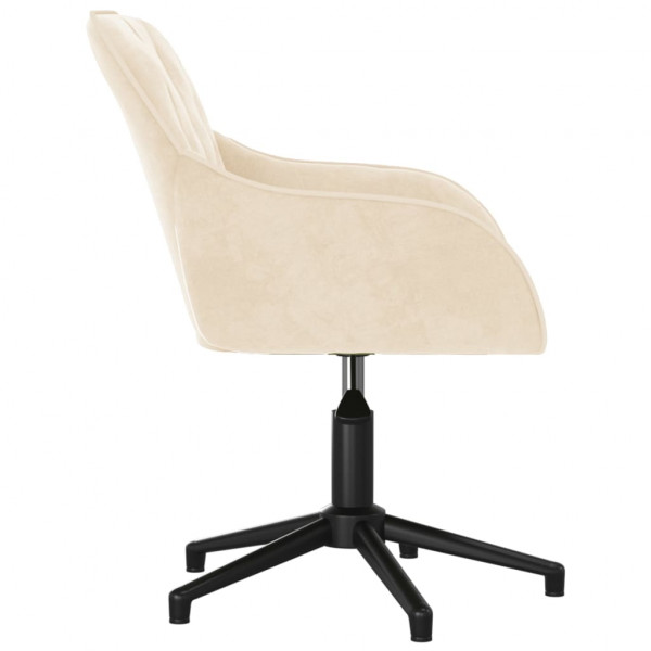 Silla de oficina giratoria de terciopelo color crema M 4