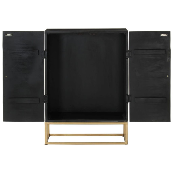 Aparador de hierro y madera maciza de mango negro 55x34x75 cm M 5