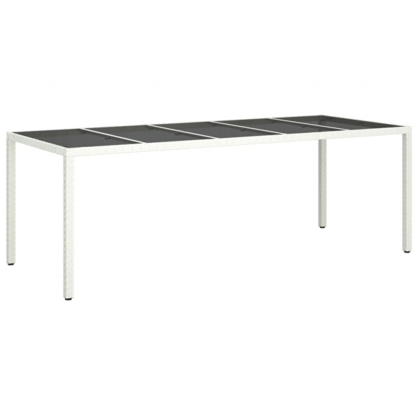 Mesa jardín vidrio templado ratán sintético blanco 250x100x75cm M 2