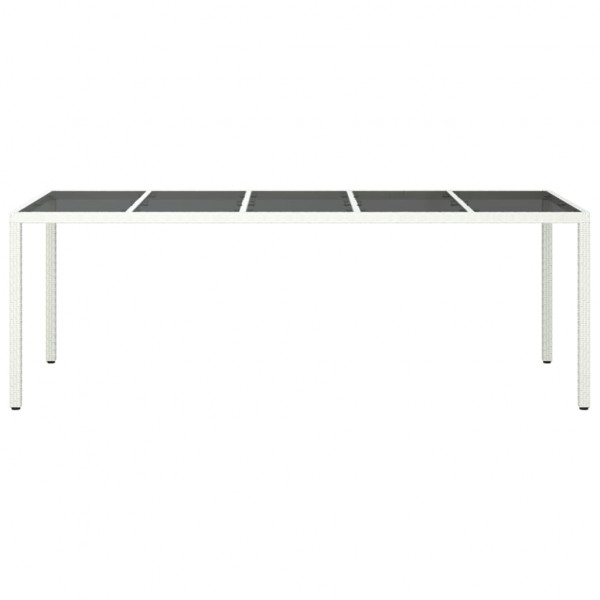 Mesa jardín vidrio templado ratán sintético blanco 250x100x75cm M 3