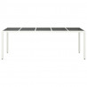 Mesa jardín vidrio templado ratán sintético blanco 250x100x75cm 3