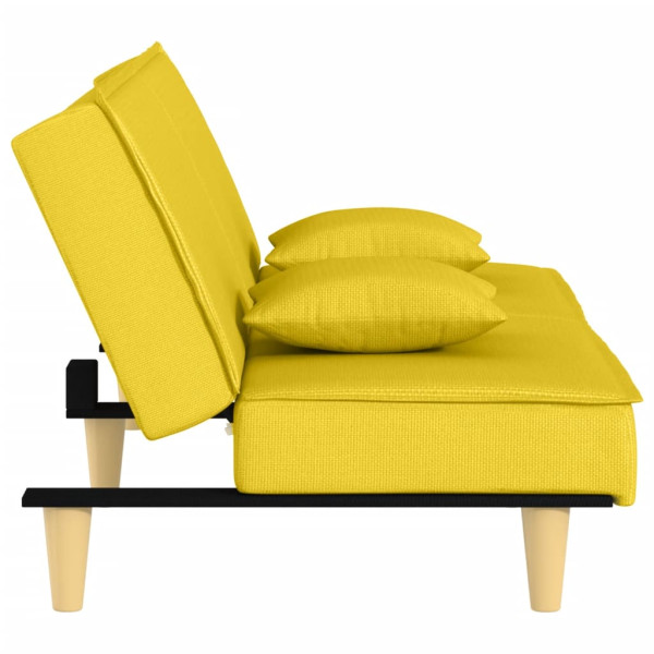 Sofá cama de tela amarillo claro M 5