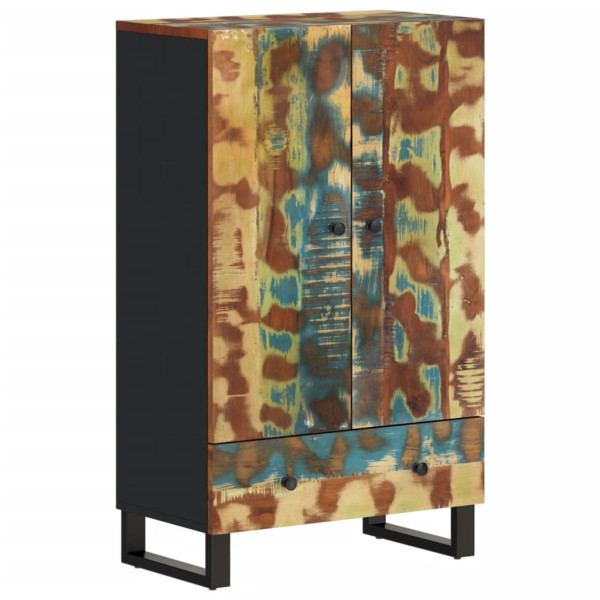 Aparador con cajón hierro y madera maciza reciclada 60x33x100cm M 2