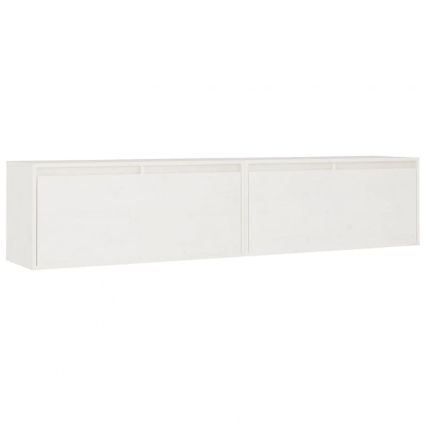 Armario de pared 2 uds madera maciza de pino blanco 80x30x35 cm M 2