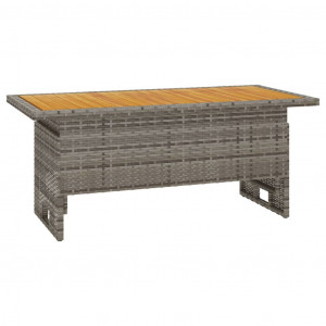 Mesa de jardim 100x50x43/63 cm acácia maciça/vime PE cinza H