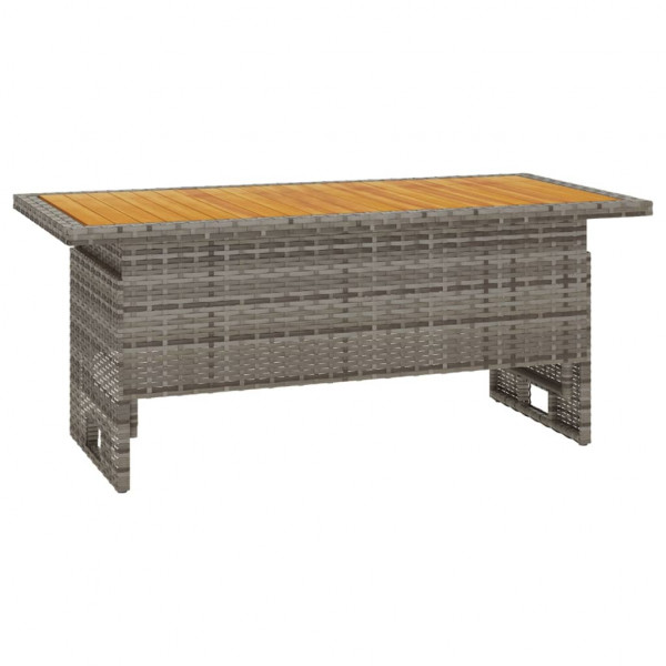 Mesa de jardín madera maciza acacia y ratán gris 100x50x43/63cm M 2
