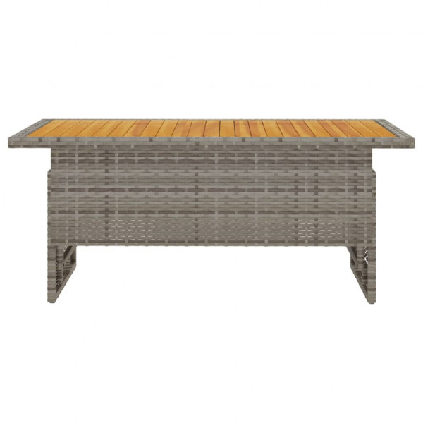 Mesa de jardín madera maciza acacia y ratán gris 100x50x43/63cm M 3