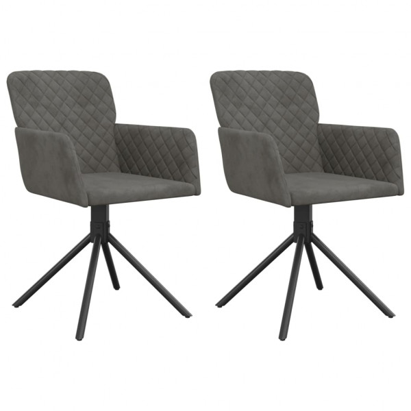 Cadeiras de jantar giratórias 2 pcs veludo cinzento-escuro M 2