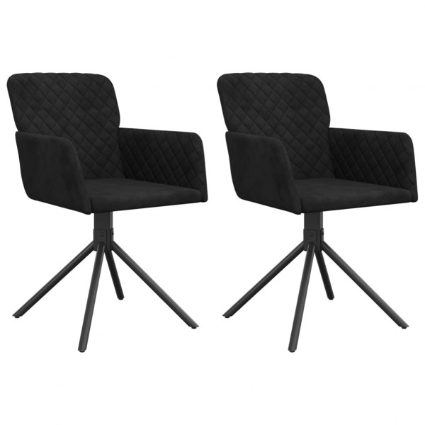 Cadeiras de jantar giratórias 2 pcs veludo preto M 2