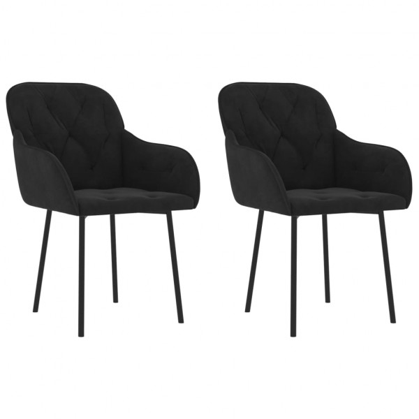 Cadeiras de jantar 2 pcs veludo preto M 2