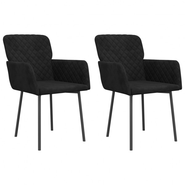 Cadeiras de jantar 2 pcs veludo preto M 2
