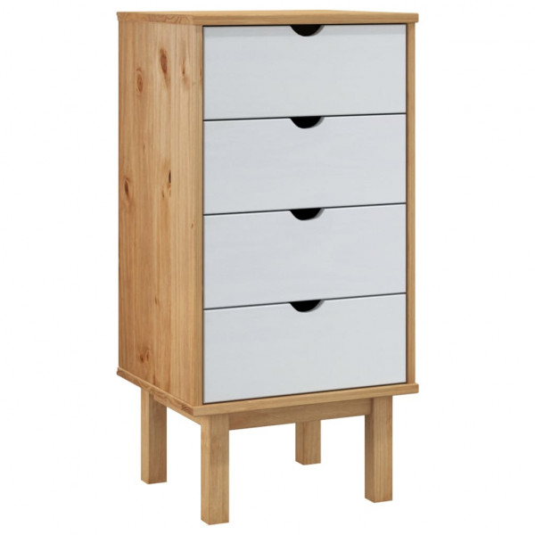 Cajonera OTTA madera maciza pino marrón y blanco 46x39.5x90 cm M 2