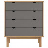 Armário gavetas OTTA 76.5x39.5x90cm pinho maciço castanho/cinza 3